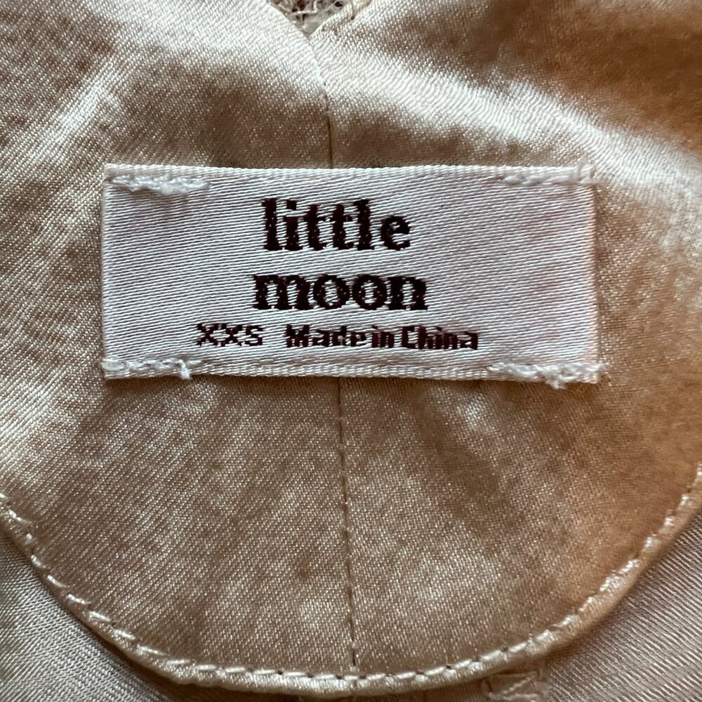 Aritzia Little Moon - Champagne Pink 100% Silk Blouse Lace Trim - XXS - Picture 5 of 9